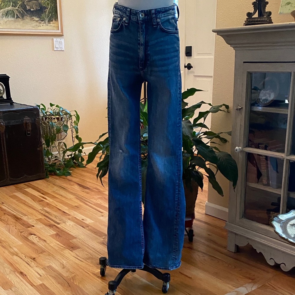 rag & bone Casey High Rise Flare wide leg jeans in Malibu 25